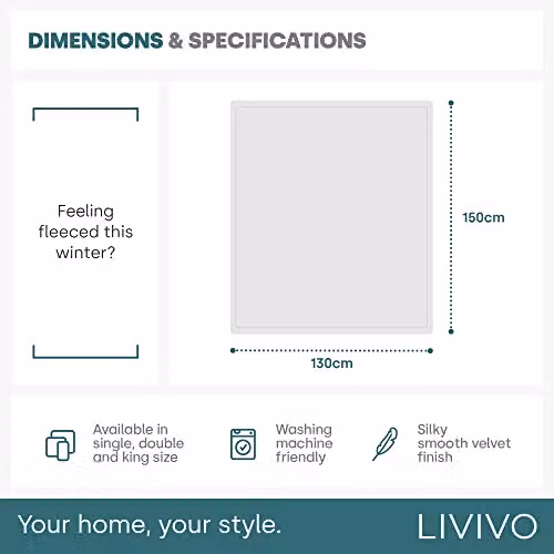 LIVIVO Fluffy Fleece Throw Blanket in Grey, W/D/H: 130 x 150 cm – 5