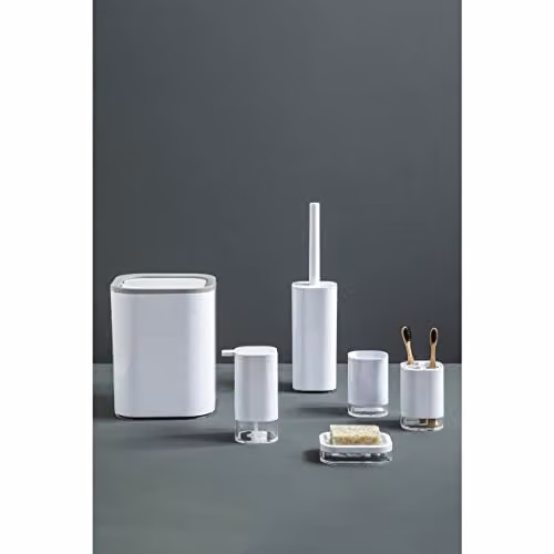 Orsina White and Grey Acrylic Waste Bin with Flip Lid, W/D/H: 19 x 19 x 25 cm – 2