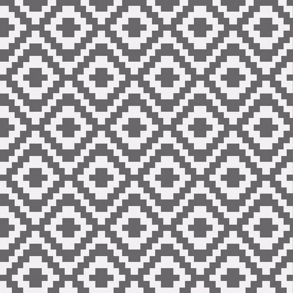 FLAVORA Grey Geometric Round Outdoor Rug for Patio and Terrace, Diameter: 100 cm – 4