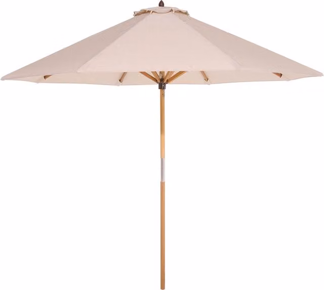 Rowlinson Ashdown Wooden Parasol in Beige with Polyester Canopy, Diameter: 247 cm