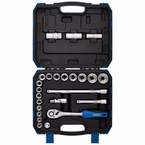 Draper 24 Piece Metric Socket Set with 1/2-Inch Square Drive in Blue Chrome Vanadium – 2