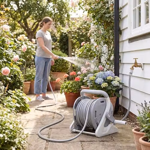 Outsunny Wall-Mounted Portable Garden Hose Reel, Grey – 7