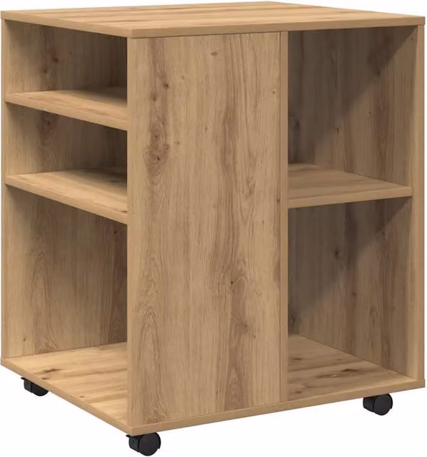 Berkfield Home Artisan Oak Rolling Cabinet in Brown, W/D/H: 60 x 53 x 72 cm