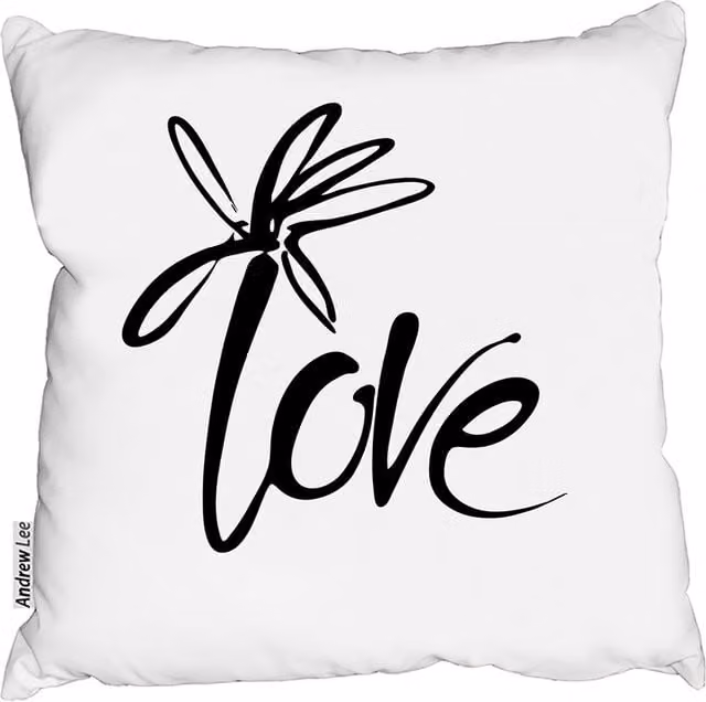 Andrew Lee Love Type Graphic Square Cushion, White, W: 60 cm x H: 60 cm