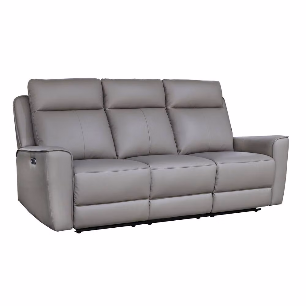 Aspire Rivington Real Leather 3 Seater Power Recliner Sofa with USB Charging in Grey – 2