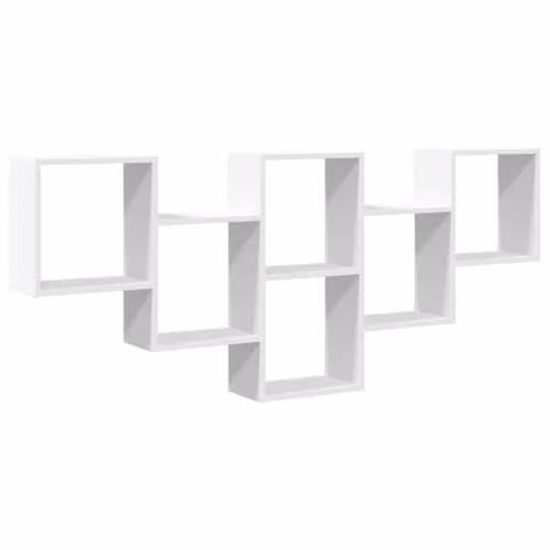 vidaXL Wall Mounted White MDF Shelf W: 159 cm, D: 18 cm, H: 66 cm