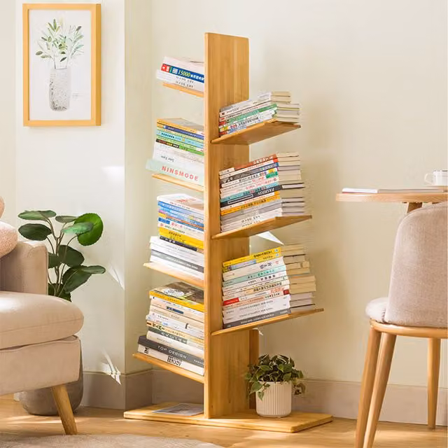 Komore Modern Wooden Ladder Bookshelf in Brown and Multicolour, Height: 120 cm