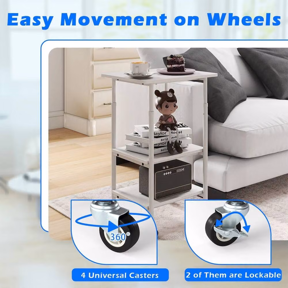 FORGEVIO Height Adjustable 3-Tier Printer Stand and Cart in White – 4