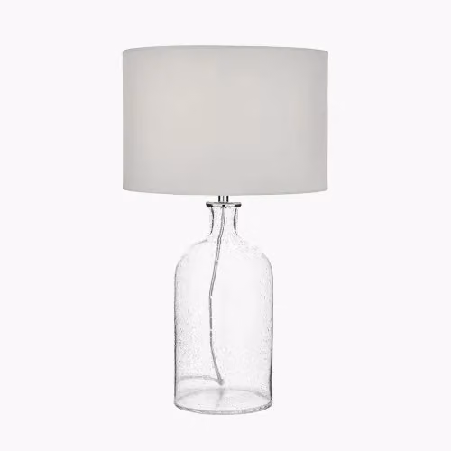 Ruma Clear Bubble Glass Table Lamp with White Fabric Shade – 2