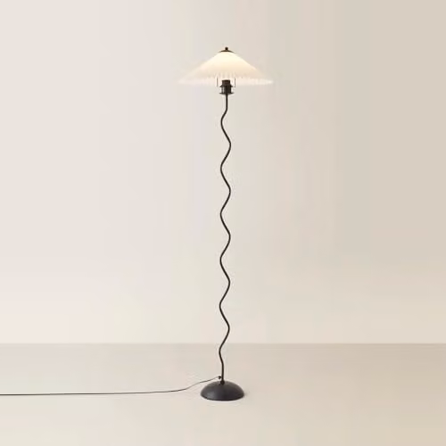 ValueLights Wavy Black Metal Floor Lamp with White Origami Paper Shade and 4W Warm White LED Bulb, H 155 cm