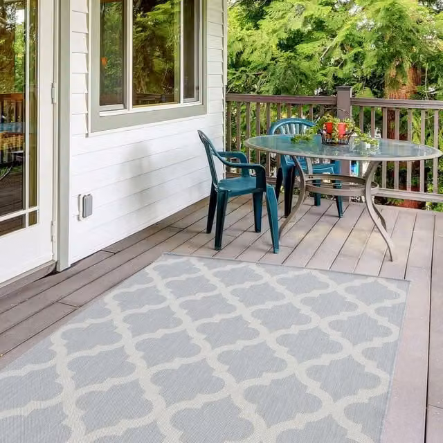 THE RUGS Moroccan Grey Outdoor and Indoor Garden Patio Rug, W: 80 cm, L: 150 cm – 1