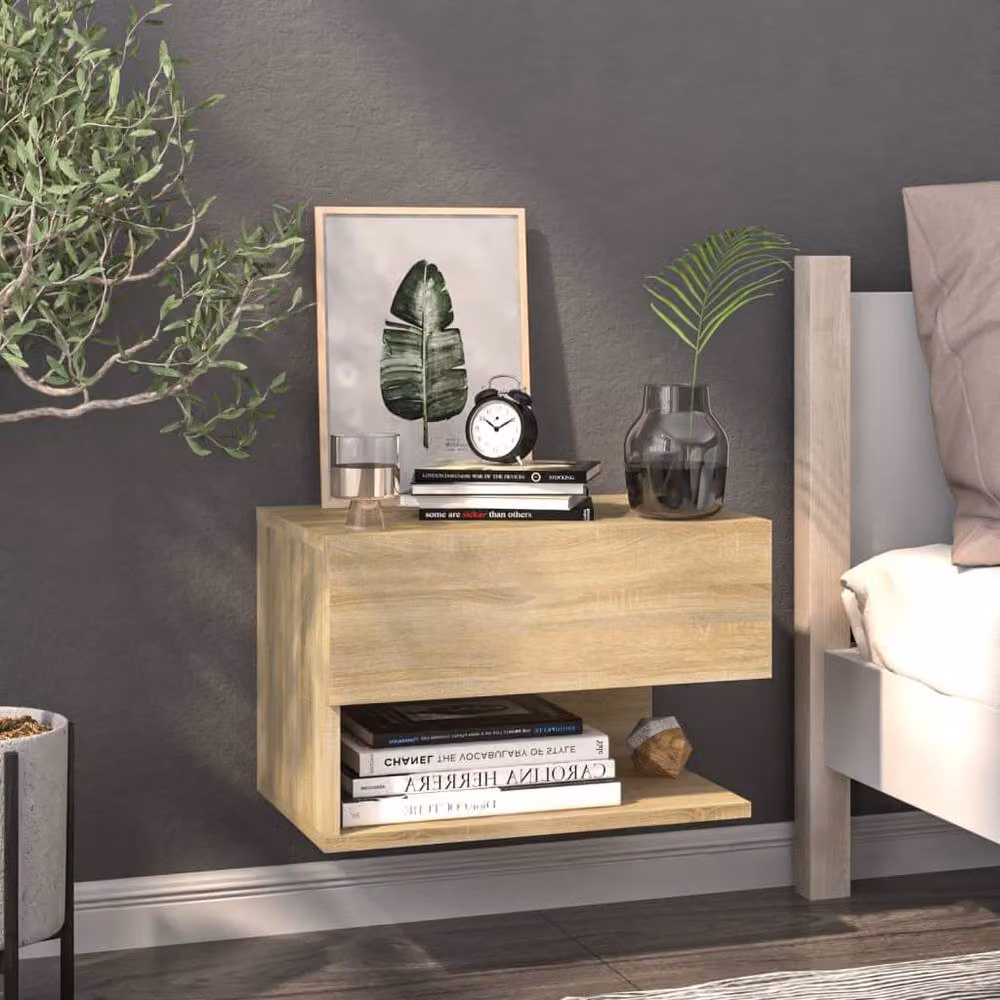 Berkfield Home Wall-mounted Bedside Cabinet in Sonoma Oak Brown – 2