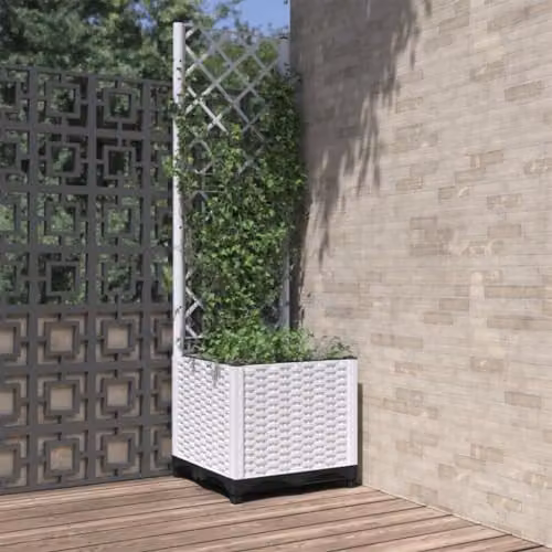 vidaXL White Plastic Garden Planter Tub W/D/H: 40 x 40 x 136 cm – 2