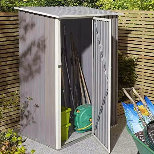 Rowlinsons Trentvale Metal Pent Shed in Grey, W: 143 cm, D: 89 cm, H: 186 cm – 1