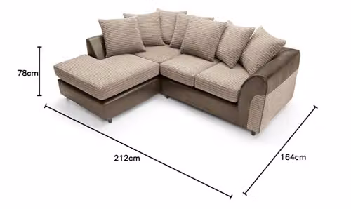 Abakus Direct Harvey Left Facing L-Shape Corner Sofa in Brown and Beige Jumbo Cord Fabric – 2