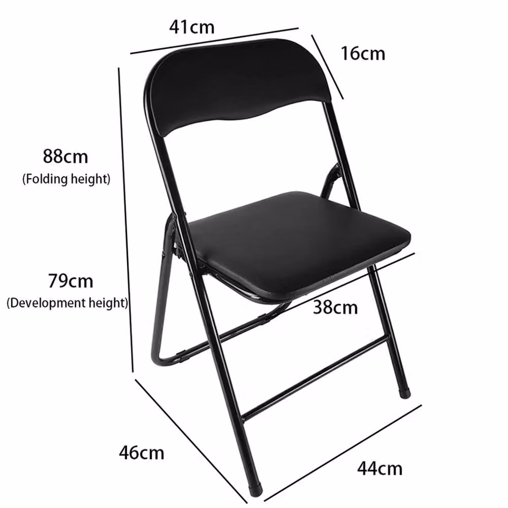 Nordara Black Padded Faux Leather Folding Chairs W/D/H: 40 x 40 x 79 cm – 2