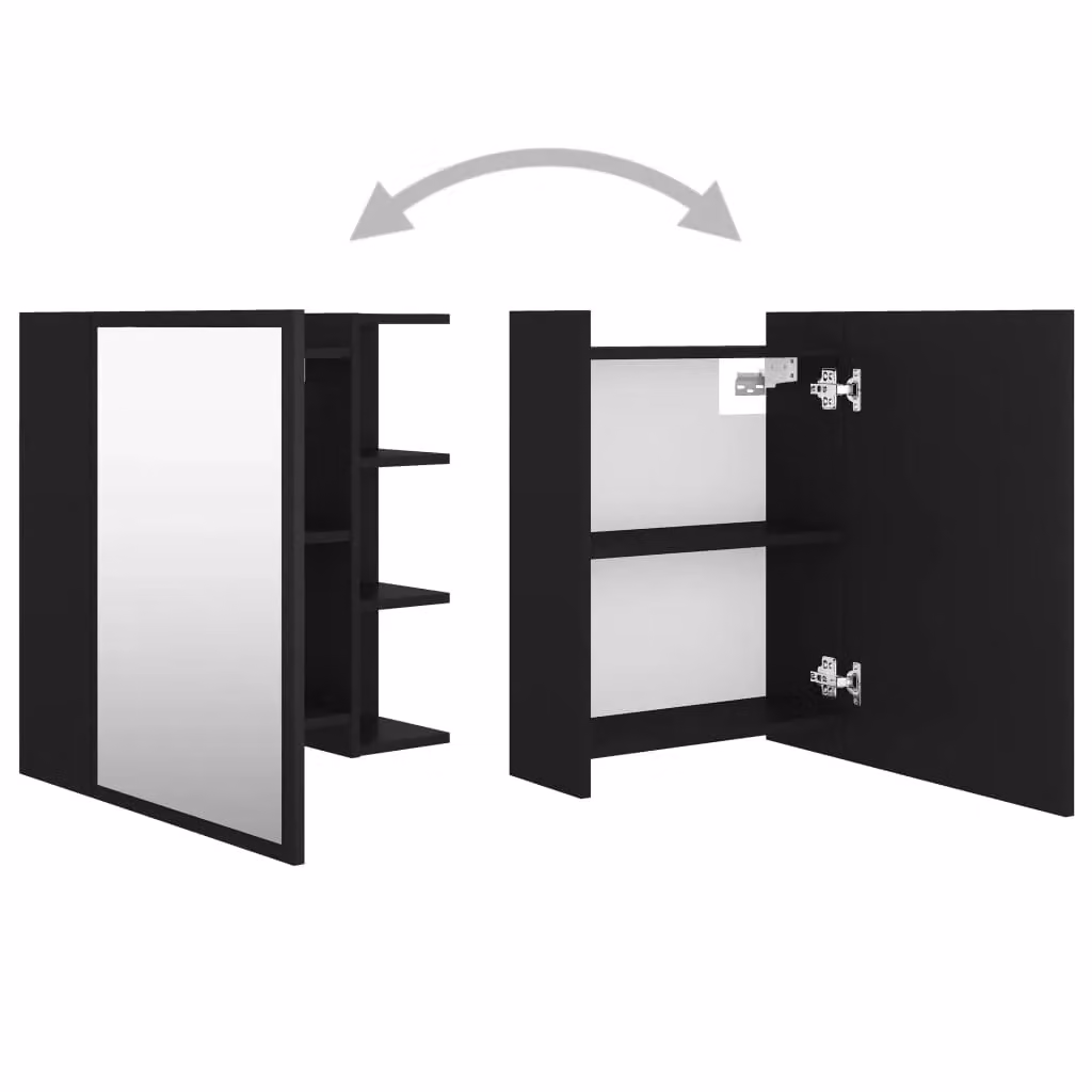Berkfield Home Black Modern Wall Mounted Bathroom Mirror Cabinet W/D/H: 62.5 x 20.5 x 64 cm – 3