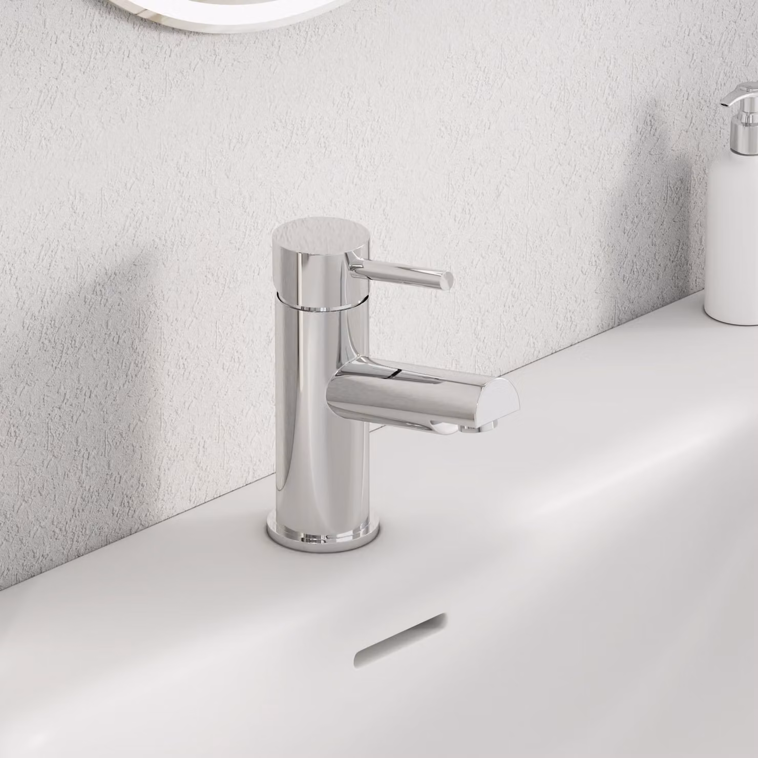 Royal Bathrooms Modern Round Minimalist Single Lever Basin Mixer Tap, Chrome