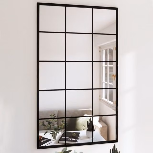 Berkfield Home Set of 2 Classic Black Metal Wall Mirrors, W: 100 cm, H: 60 cm – 1