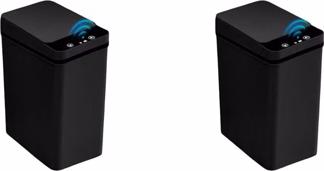 Dyzi Set of 2 Black Slim Automatic Motion Sensor Touchless Trash Cans