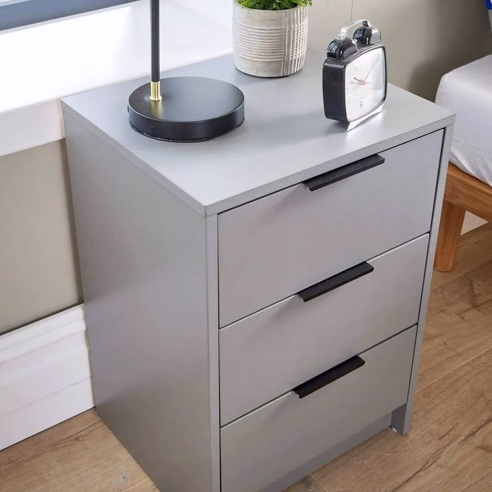 NESTLUNE 3 Drawer Bedside Storage Unit in Grey and Black, W: 100 cm, D: 15 cm, H: 15 cm – 3