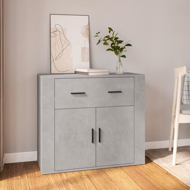Berkfield Home Sideboard in Concrete Grey, W/D/H: 80 x 33 x 70 cm – 1