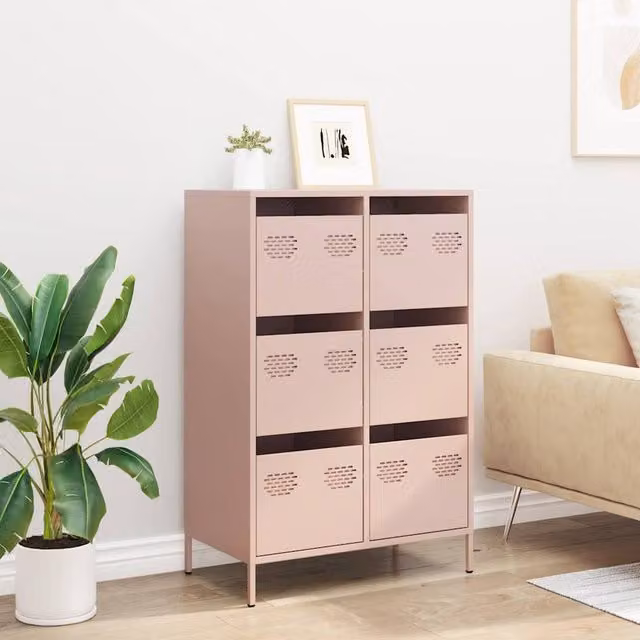 Berkfield Home Pink Steel Highboard, W: 68 cm, D: 39 cm, H: 101.5 cm – 1
