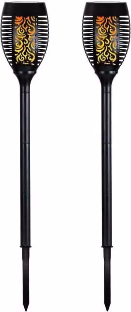 Simpa Solar Dancing Flame Post Lights, Set of 2, Black