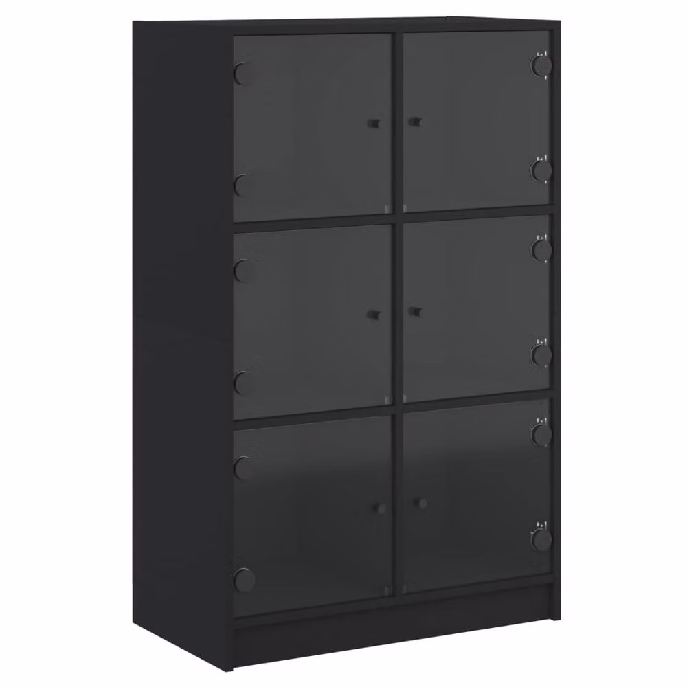 Berkfield Home Modern Black Highboard with Glass Doors and Internal Shelves, W/D/H: 68 x 37 x 109 cm – 2