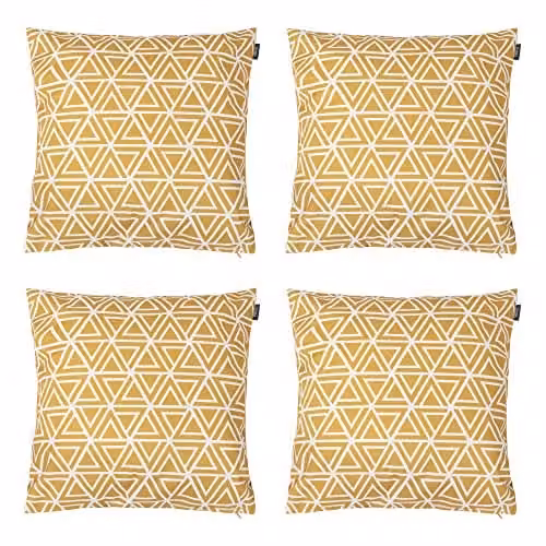 ICON Set of 4 Waterproof Geometric Indoor and Outdoor Cushions in Yellow, W/D/H: 43 x 43 x 43 cm – 1