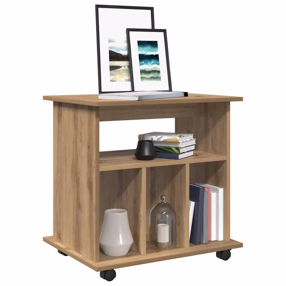 Berkfield Home Artisan Oak Rolling Cabinet in Brown, W/D/H: 60 x 45 x 60 cm – 2