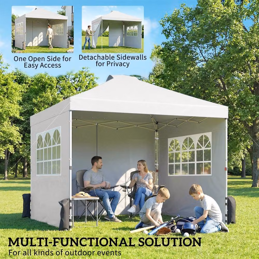 OUTSUNNY Waterproof Pop Up Canopy with UPF 50+ Protection, White, W/D: 300 x 300 cm – 3