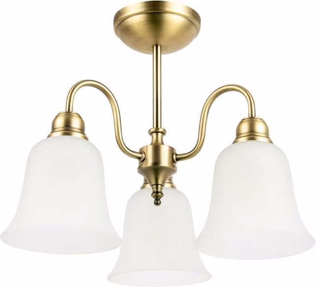 Happy Homewares Classic Ornate Ceiling Light Fitting with Gold and White Glass Downlight Shades