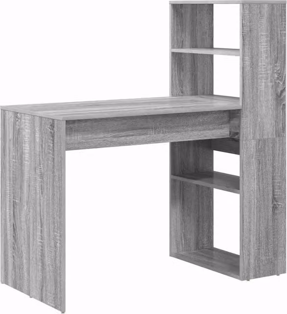 Berkfield Home Writing Desk with Storage in Grey Sonoma, W/D/H: 113 x 54 x 120 cm