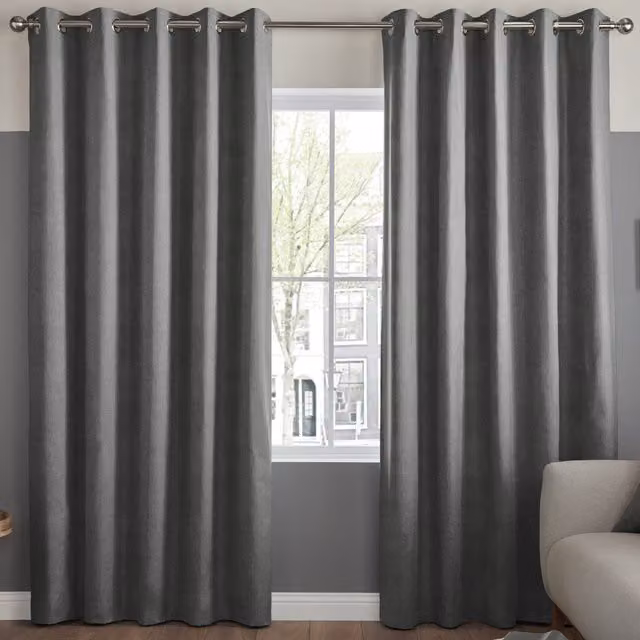 Terrys Florence Grey Velvet Made to Measure Eyelet Curtain Panel
