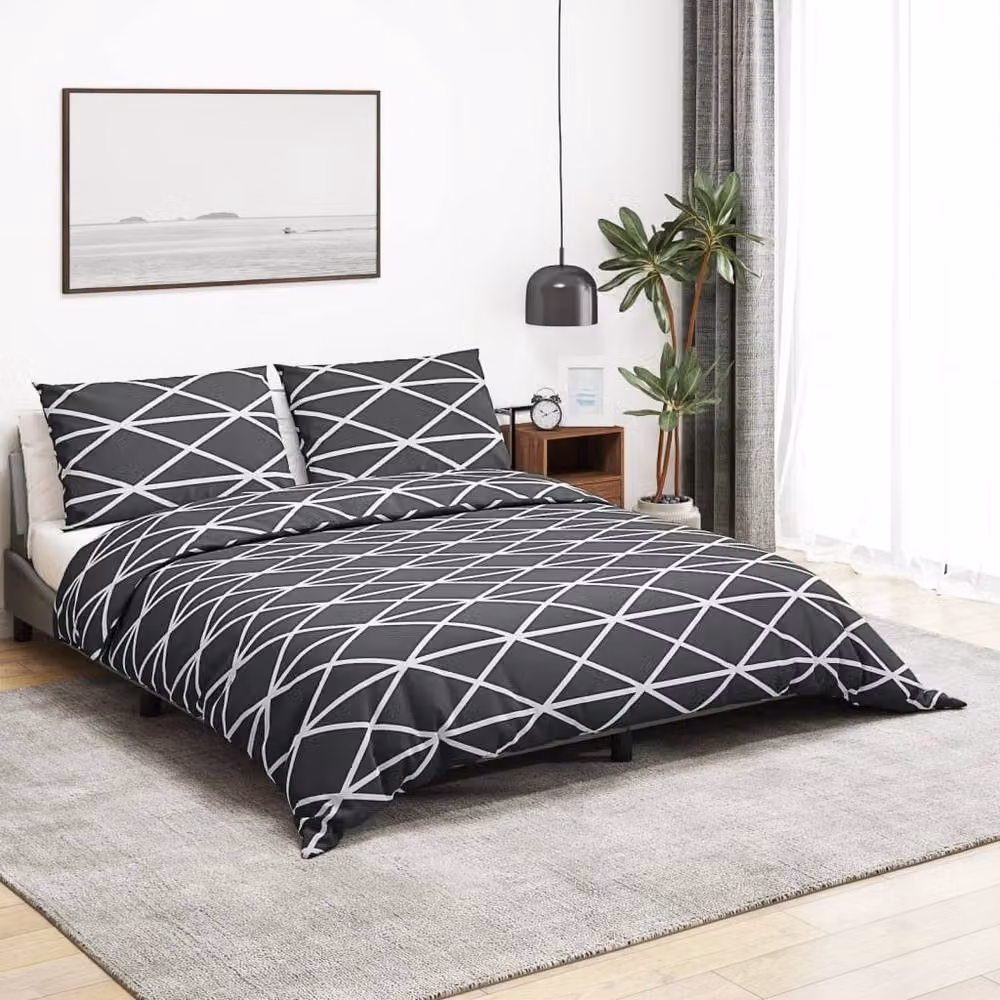 Berkfield Home Grey Cotton Duvet Cover and Pillowcase Set, W: 240 cm, H: 220 cm – 2