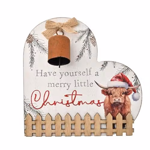 Widdop and Co Multicolour Rustic Wooden Heart Wall Plaque with Animal and Floral Illustration