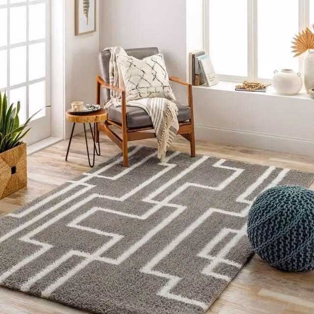 Livabliss Cloudy Shag Modern Soft Plush Pile Living and Bedroom Rug in Dark Grey, W: 160 cm, D: 215 cm