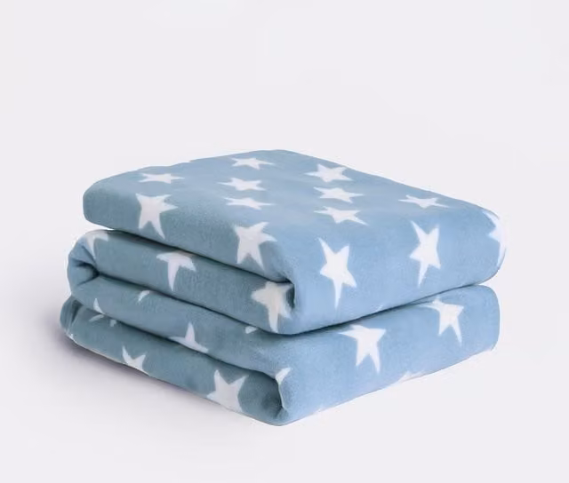 Dreamscene Blue Geometric Stars Fleece Blanket Throw, W: 150 cm