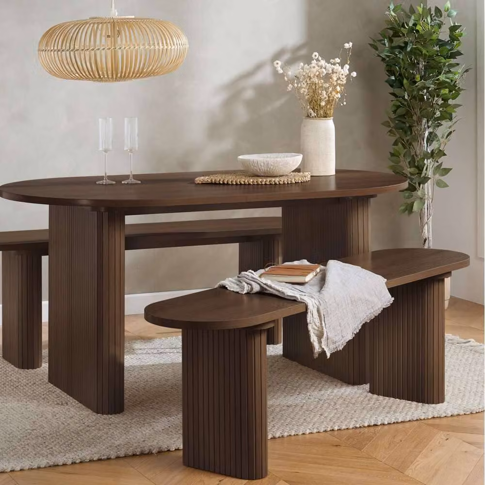 Birlea Axel Modern Dining Bench in Walnut Brown, 160 cm – 3