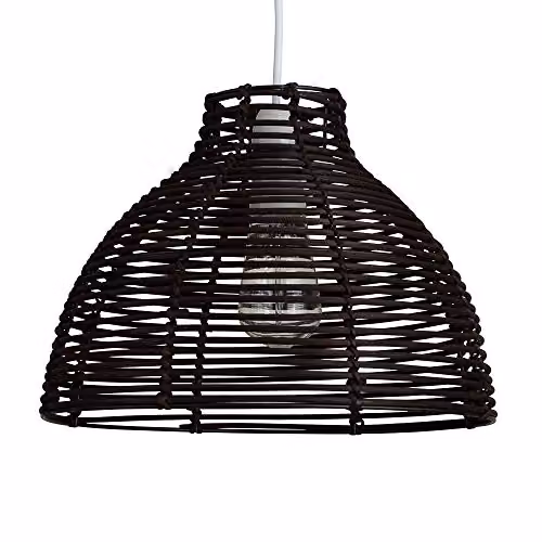 MiniSun Modern Brown Rattan Wicker Dome Ceiling Light Shade, Shade Width: 31 cm – 1