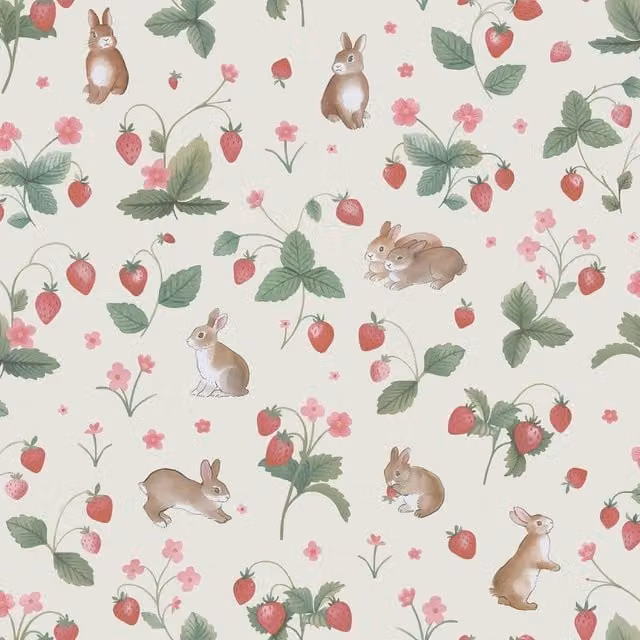 Holden Décor Bunnies & Berries Textured Floral and Botanical Wallpaper, Multicolour