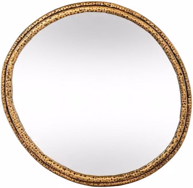 Lemon Pavilion Furniture and Decor Nahla Small Mirror with Dimpled Gold Frame, W: 64 cm, H: 60 cm