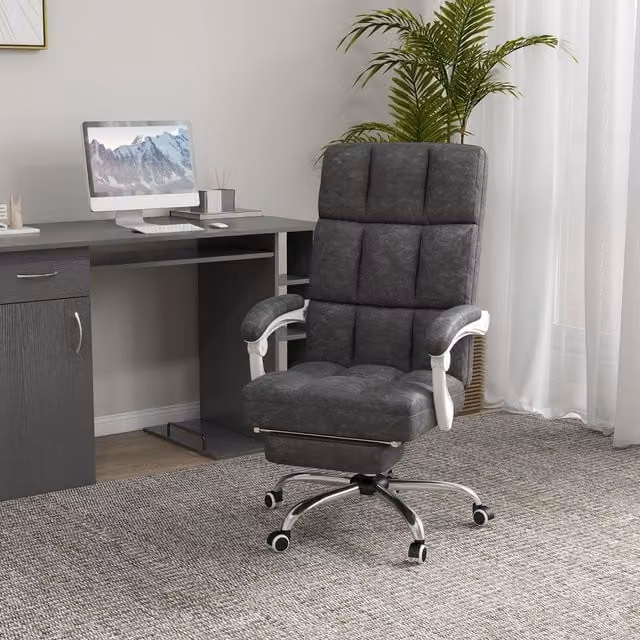 Vinsetto Grey Fabric Executive Massage Office Chair with Armrests and Castors