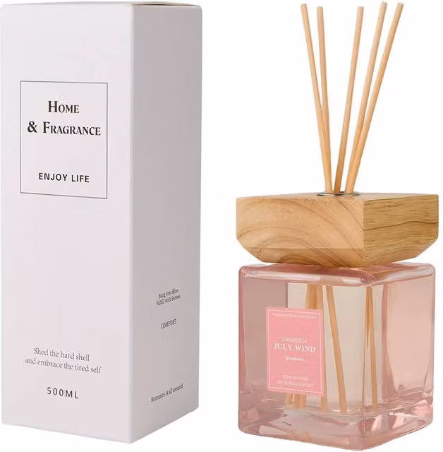 Living and Home Woody Scent Reed Diffuser Set, 500ml, Light Pink