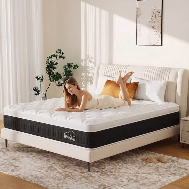 Gartistgo King Hybrid Pocket Sprung Mattress with Memory Foam, Medium Firm, Black, H 25 cm, W 180 cm, D 200 cm – 1