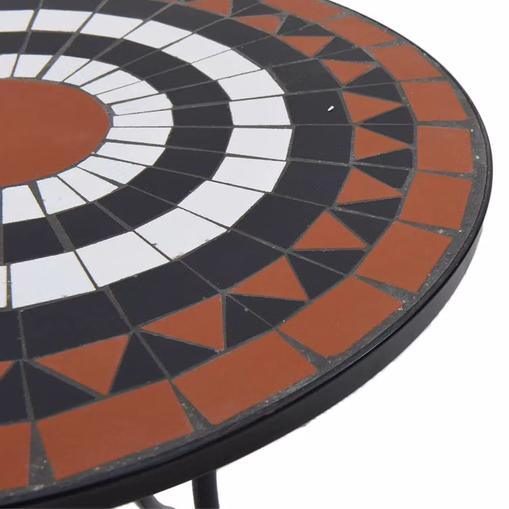 Berkfield Home Mosaic Bistro Table in Orange and White Ceramic with Metal Base, W: 50 cm, D: 50 cm, H: 70 cm – 4