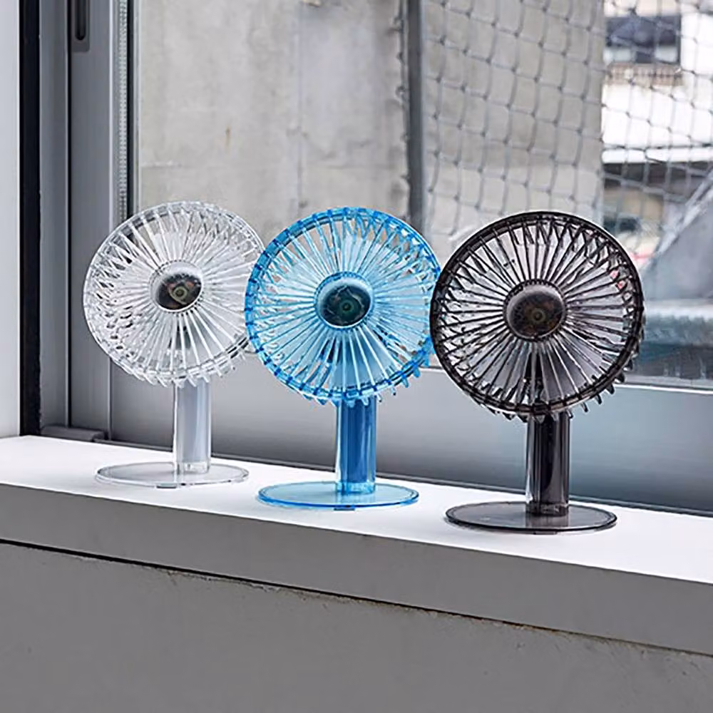 Life on Products Clear Rechargeable LED Tabletop Desk Fan with Oscillation in Black and Transparent – 2