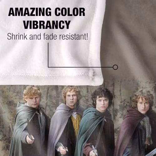 Warner Bros. Lord of the Rings Hobbits Silky Touch Super Soft Fleece Throw Blanket, Multicolour – 3