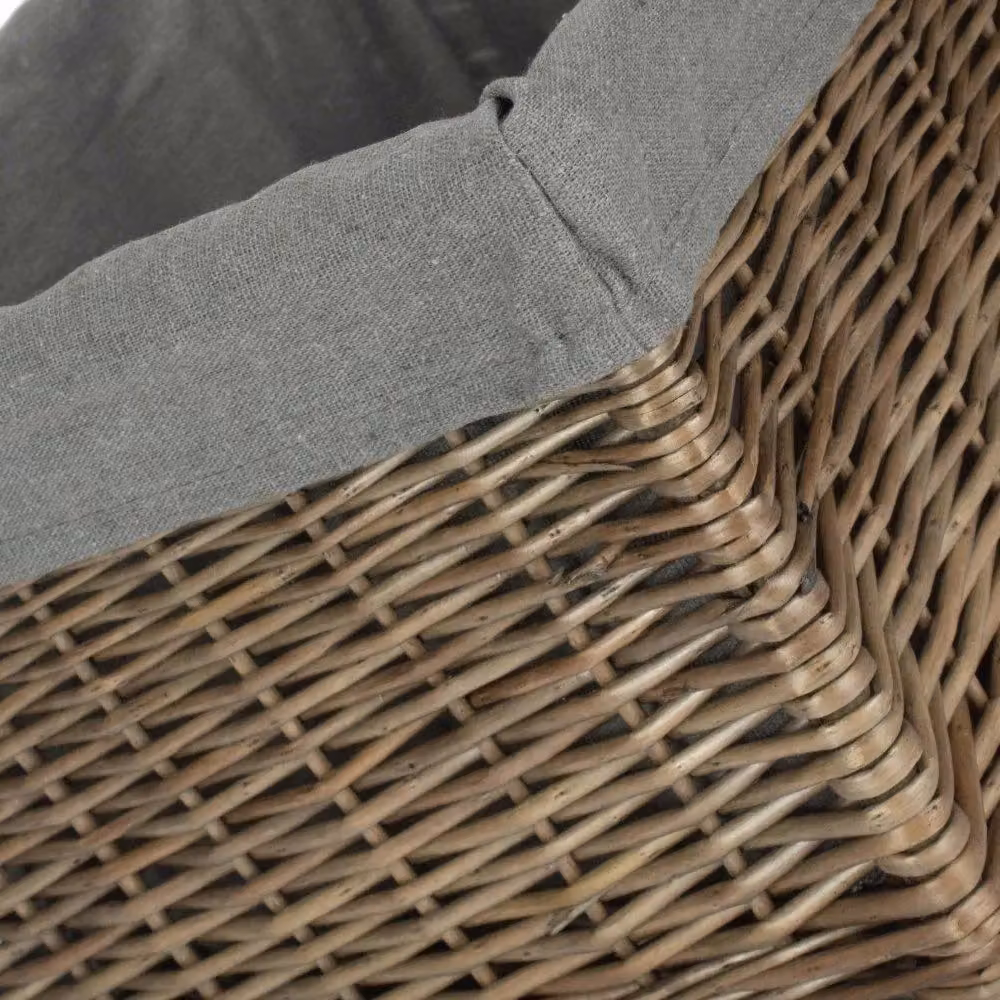 Red Hamper Small Antique Wash Grey Willow Storage Basket with Cotton Lining – 3